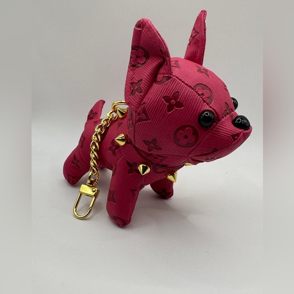 Accessories - Luxury Pink Dog Charm with Gold Accents
